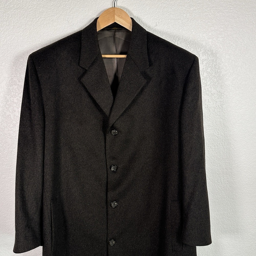 Lanificio Fedora Saks Fifth Avenue 100% Cashmere Overcoat Italy Brown 46R FLAW‎